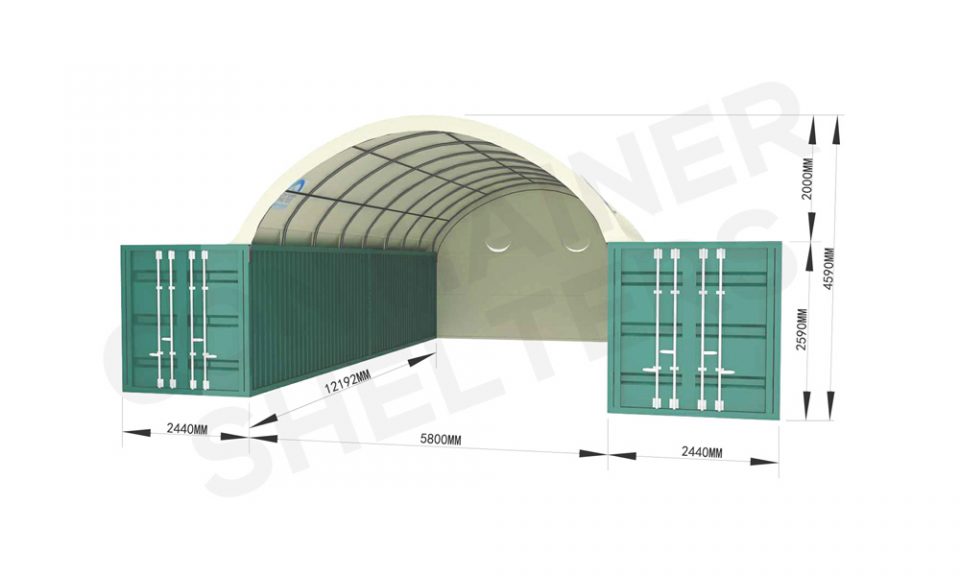 6m Container Shelter (SS) Full End Panel – All Fire Retardant PVC